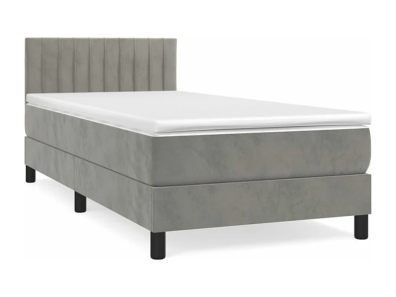 Sommier à lattes de lit et matelas Gris clair 80x200 Velours