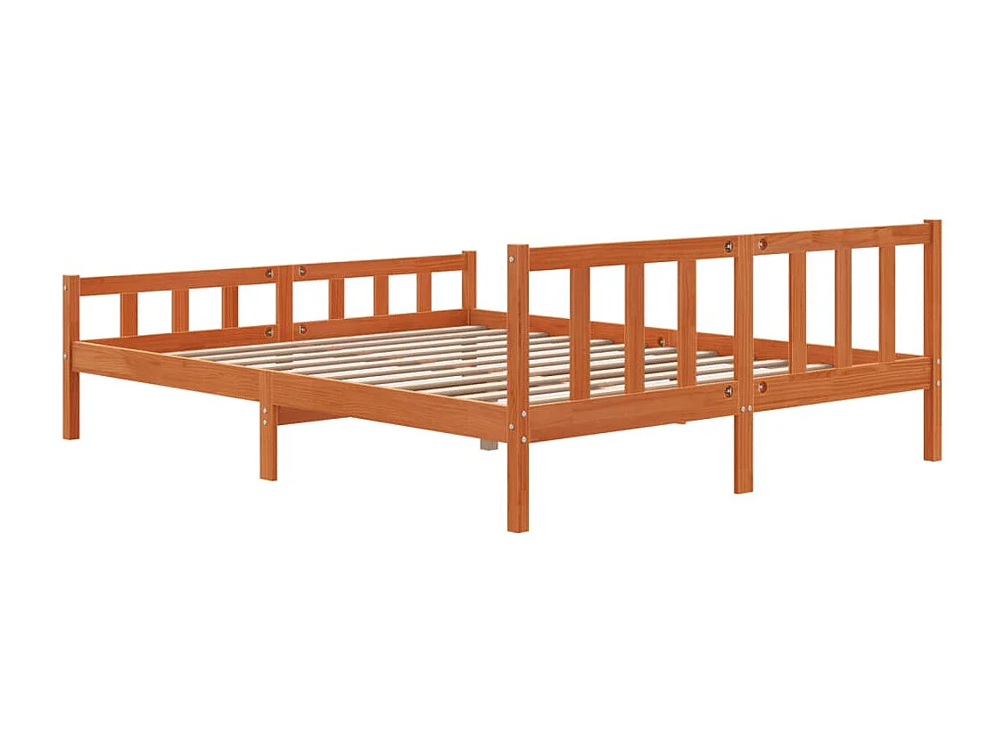 Cadre de lit et tête de lit marron 160x200 bois de pin