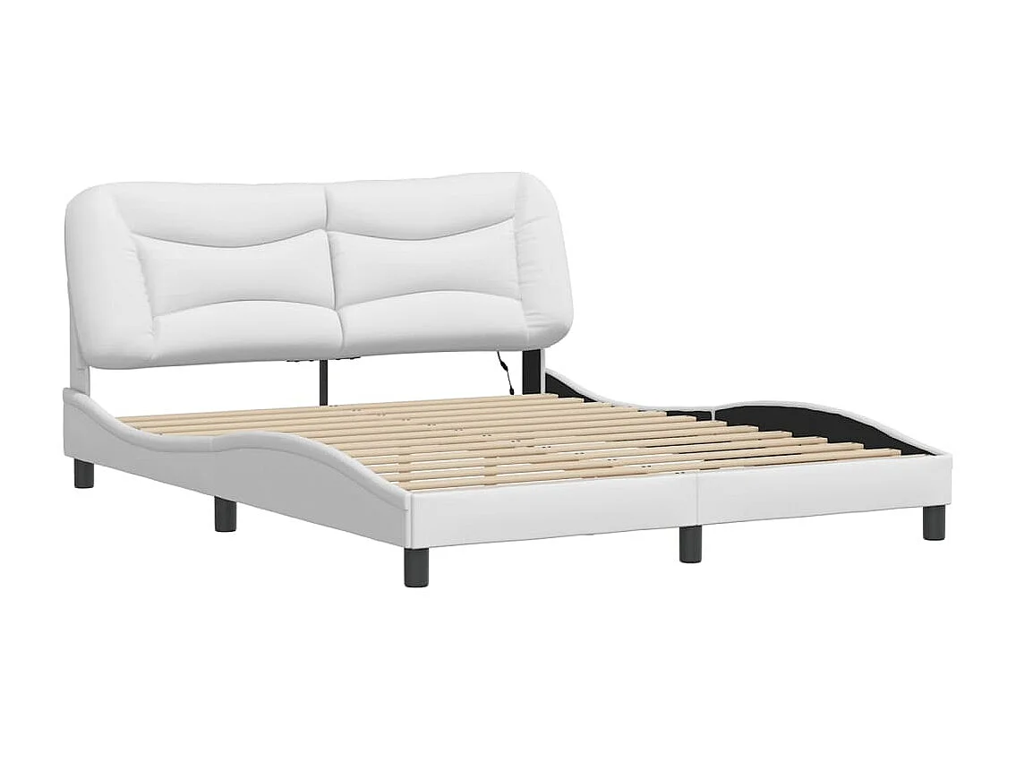 Cadre de lit avec lumières LED blanc 160x200 similicuir