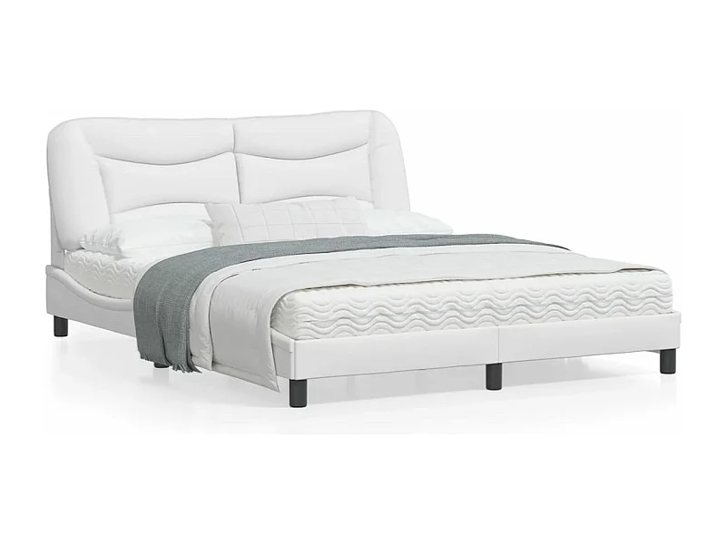 Cadre de lit avec lumières LED blanc 160x200 similicuir