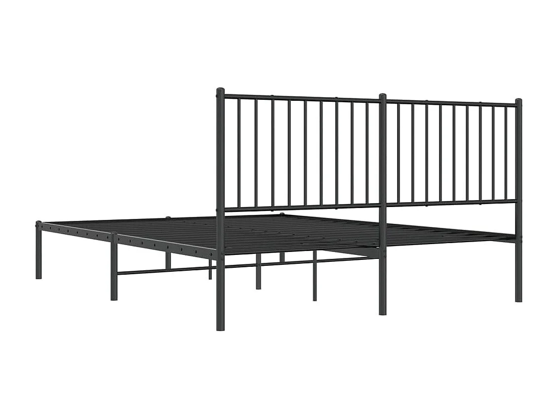 Cadre de lit métal avec tête de lit noir 160x200