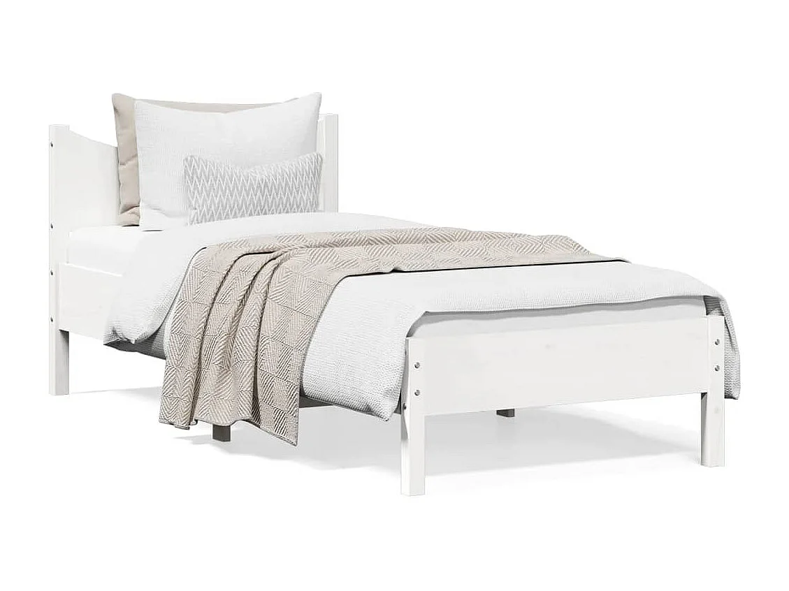 Cadre de lit Blanc 75x190 Bois de pin massif