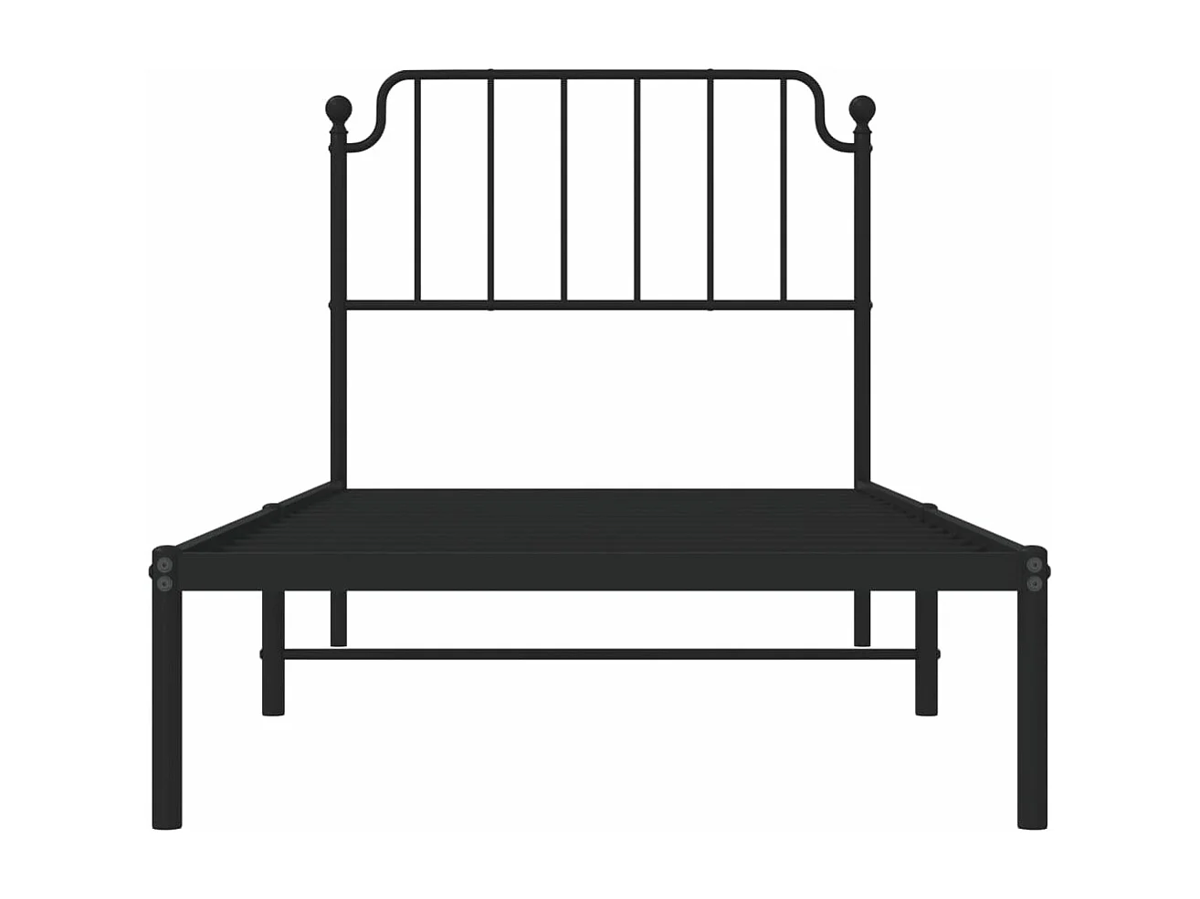Cadre de lit métal avec tête de lit noir 90x190