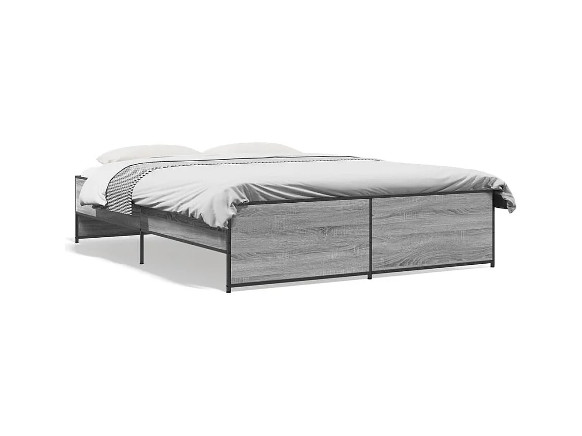 Cadre de lit sonoma gris 160x200 bois d'ingénierie et métal