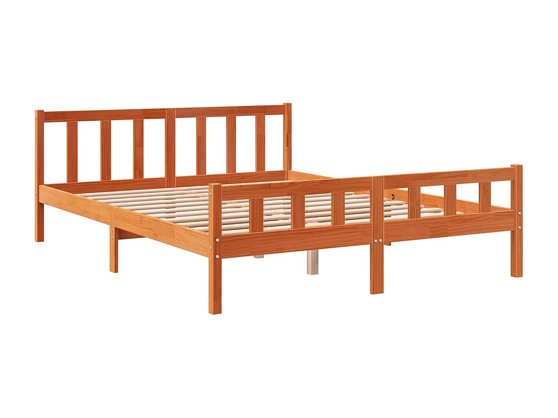 Cadre de lit et tête de lit marron 150x200 bois de pin