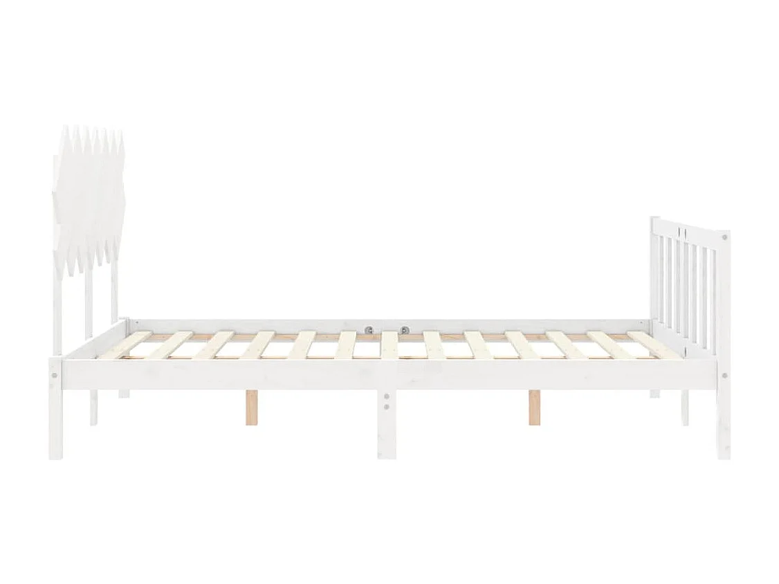 Cadre de lit avec tête de lit blanc 140x200 bois massif