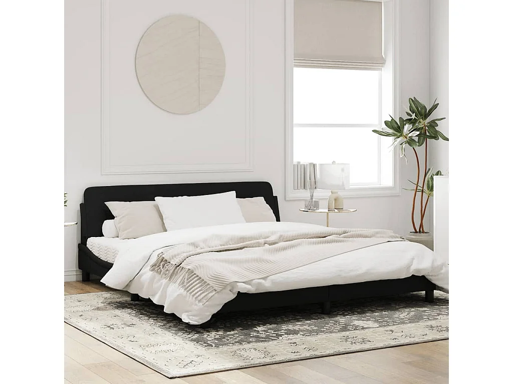 Cadre de lit avec tête de lit Noir 180x200 Velours