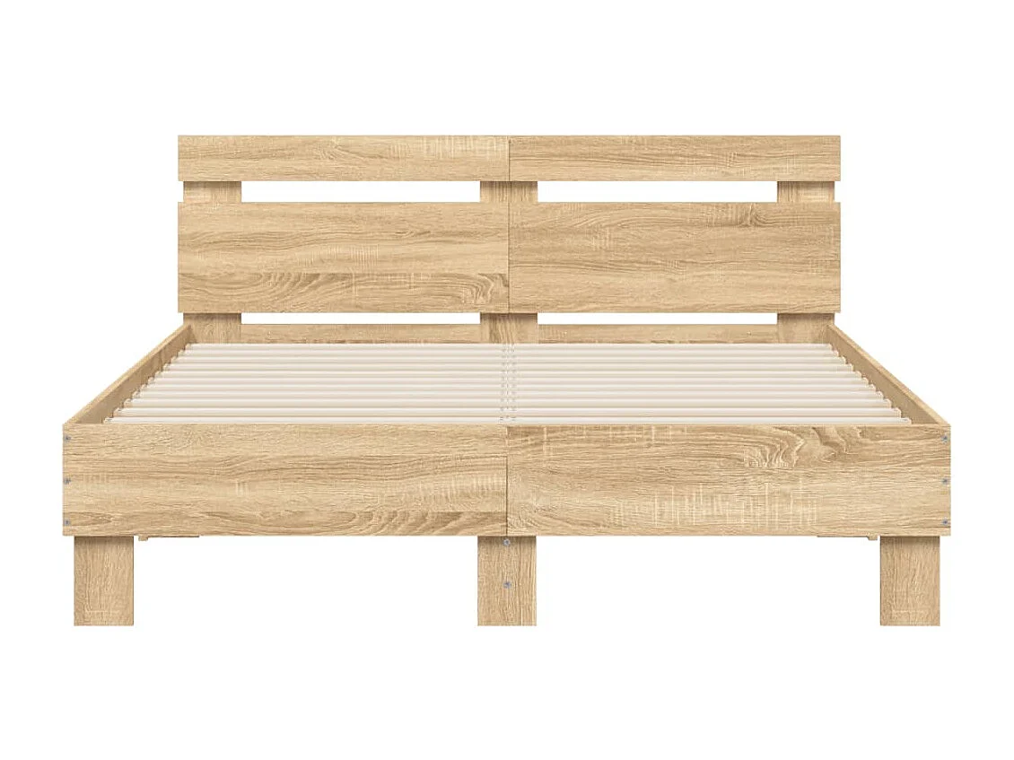 Cadre de lit avec tête de lit et LED chêne sonoma 120x200