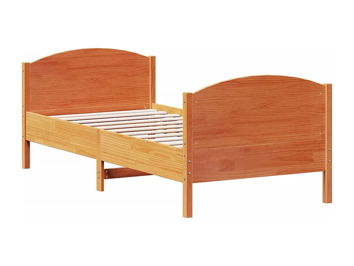 Cadre de lit avec tête de lit marron 90x200 bois de pin