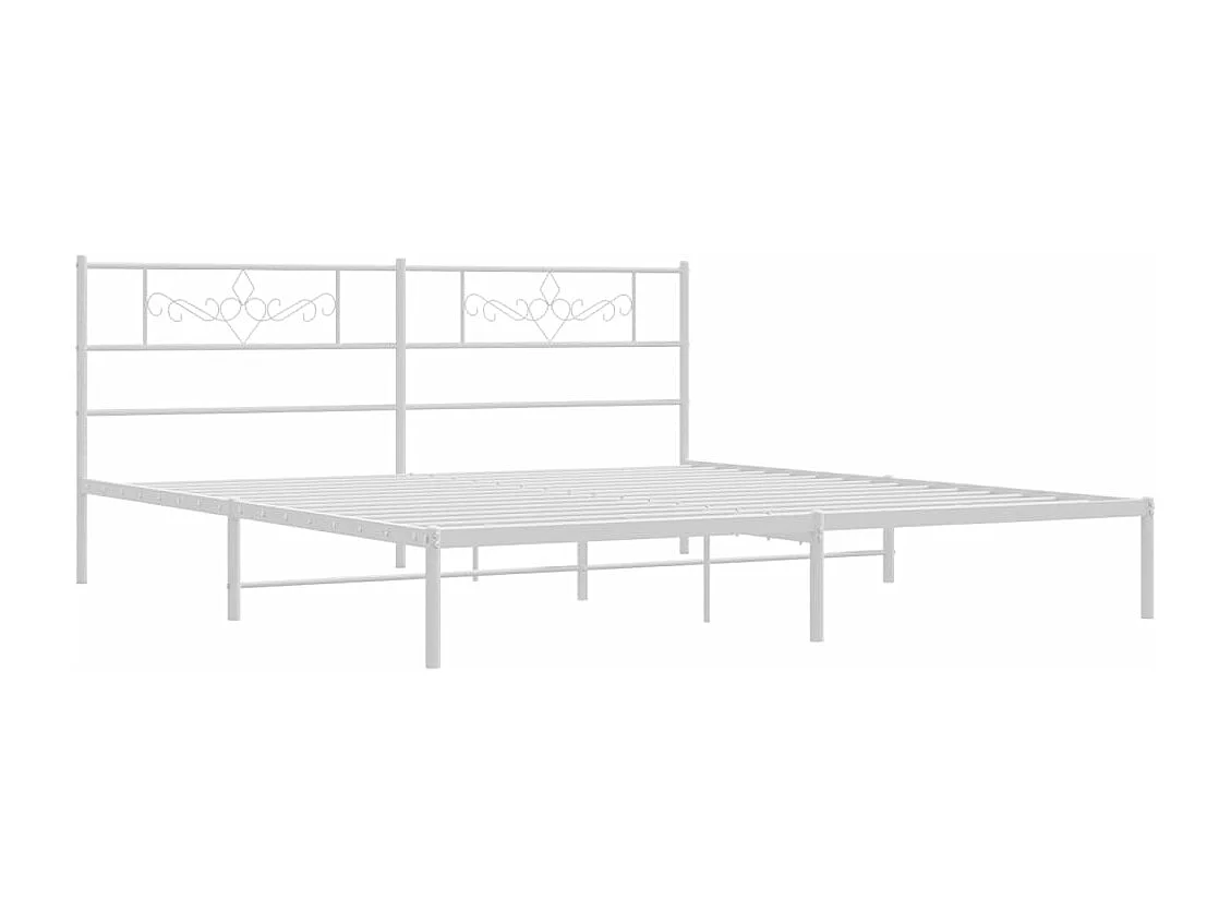 Cadre de lit métal avec tête de lit blanc 183x213