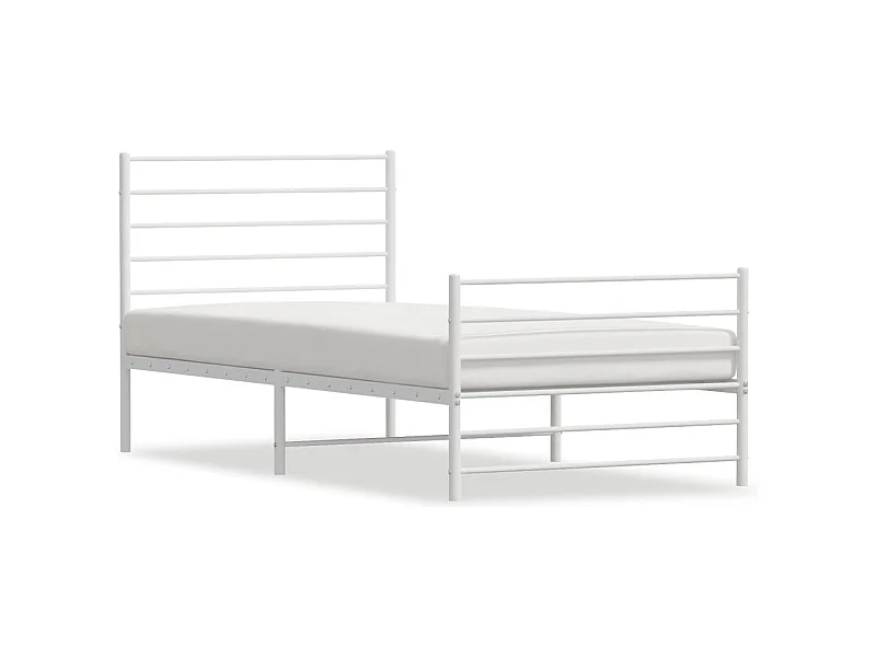 Cadre de lit métal avec tête de lit-pied de lit blanc 90x200