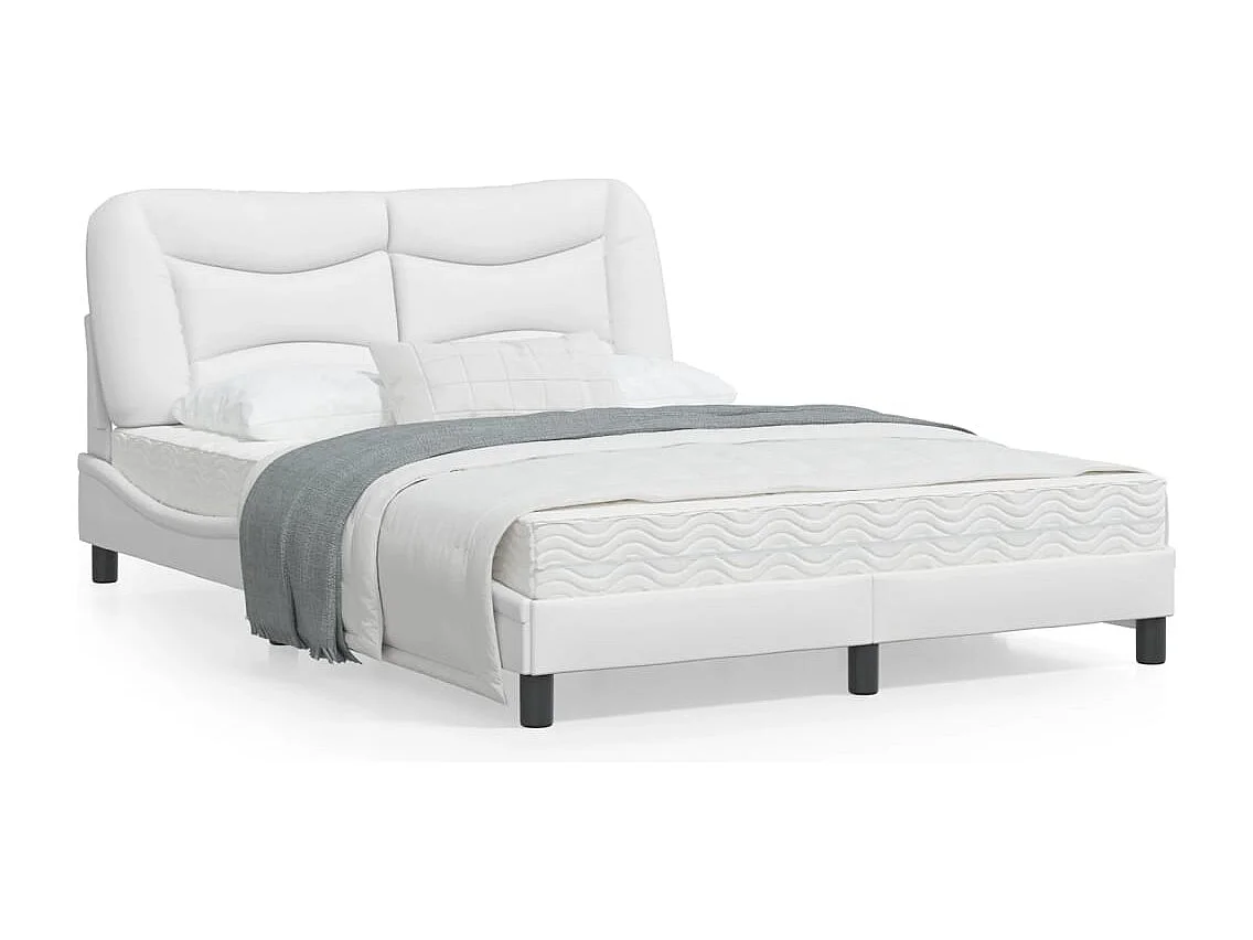 Cadre de lit avec tête de lit Blanc 140x190 Similicuir