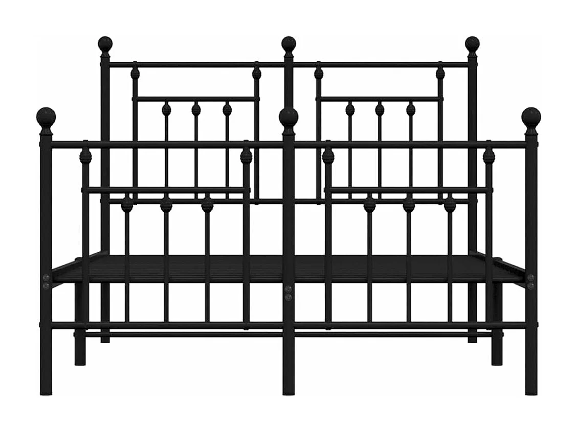 Cadre de lit métal avec tête de lit-pied de lit noir 120x200