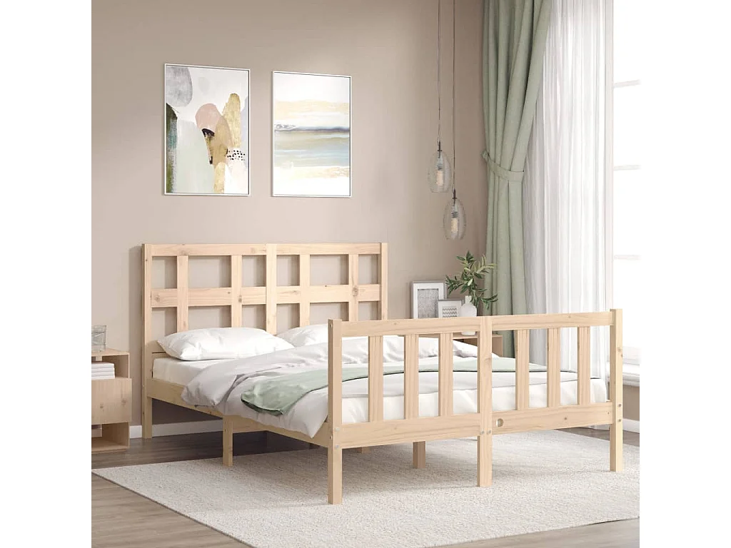 Cadre de lit avec tête de lit 120x200 bois massif