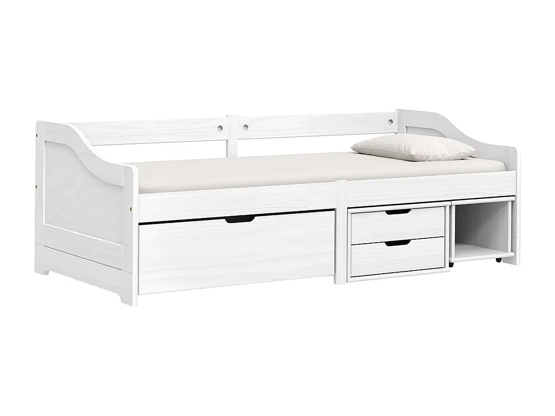 Lit de jour avec 3 tiroirs IRUN blanc 90x200 bois pin massif