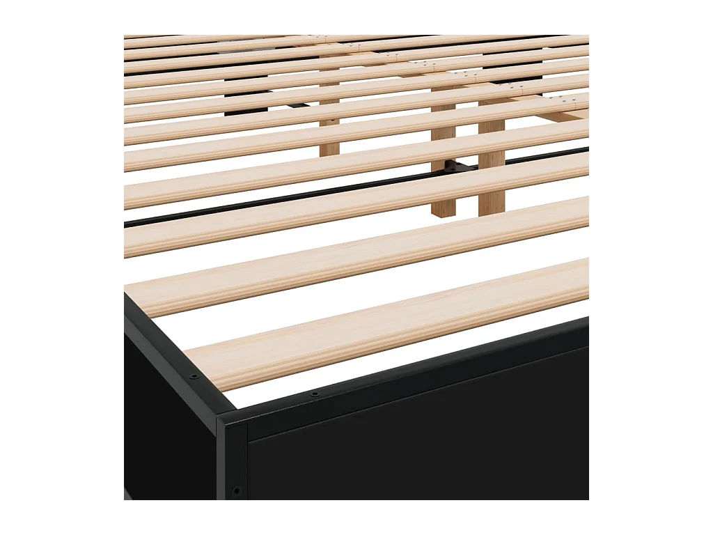 Cadre de lit noir 200x200 bois d'ingénierie et métal
