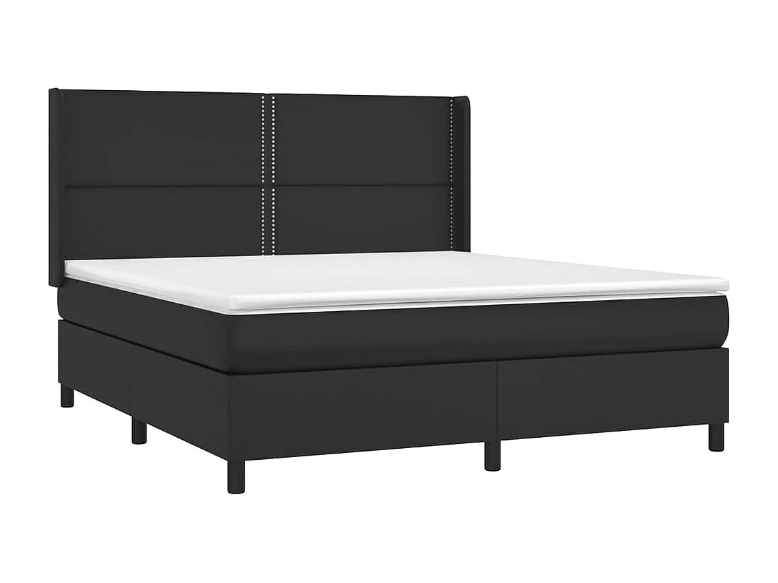 Sommier à lattes de lit matelas LED Noir 180x200 Similicuir