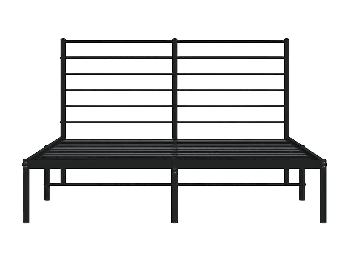 Cadre de lit métal avec tête de lit noir 140x190