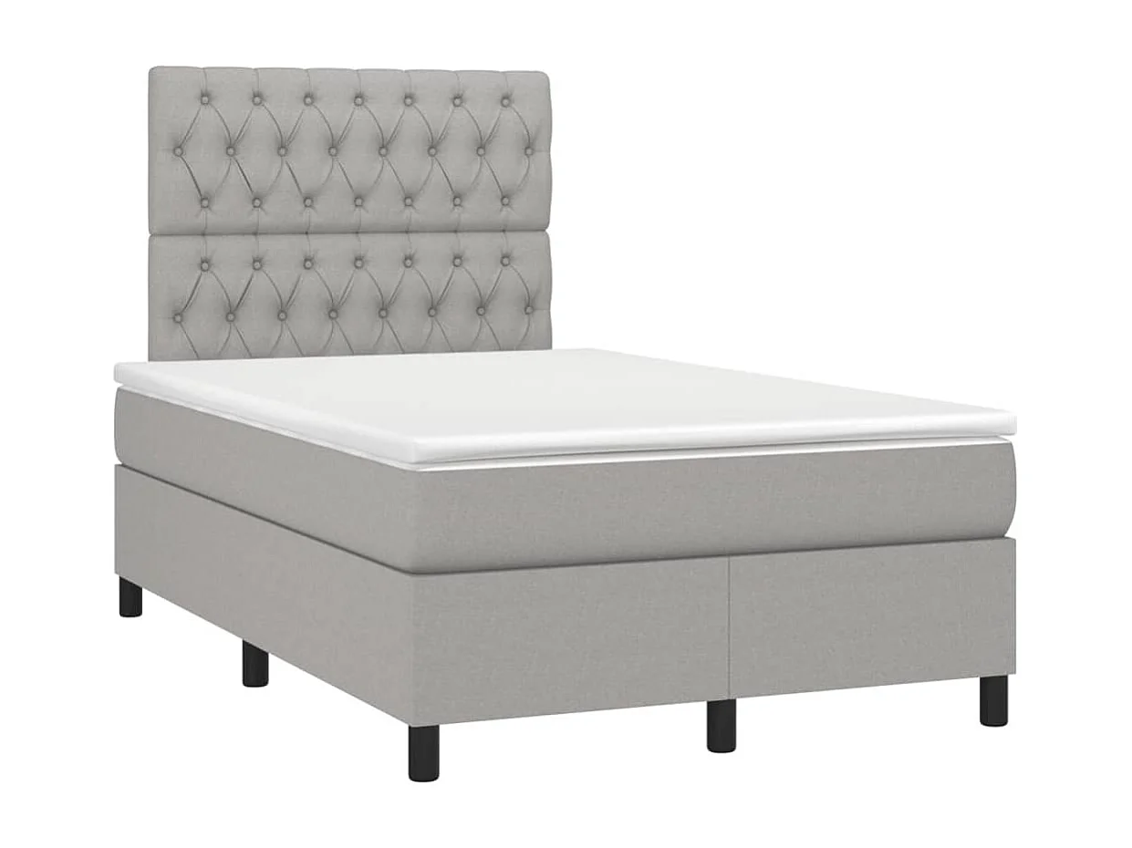 Sommier à lattes de lit matelas LED gris clair 120x190 tissu