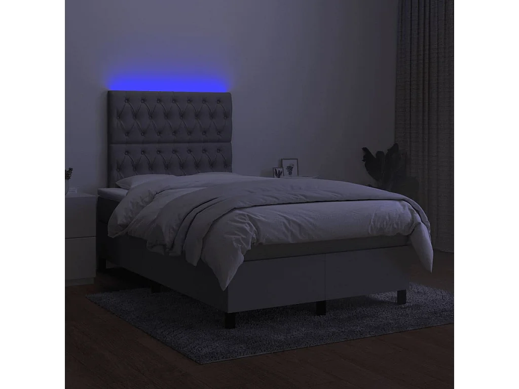 Sommier à lattes de lit matelas LED gris clair 120x190 tissu