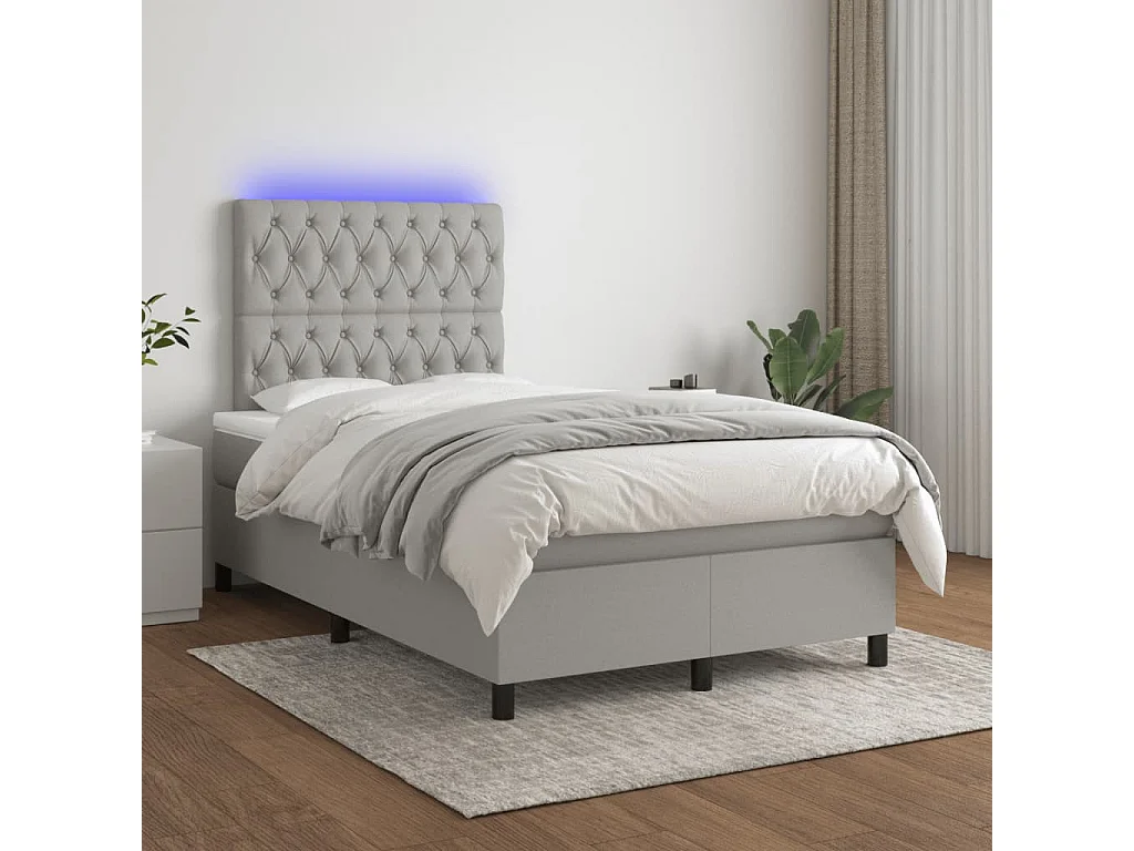 Sommier à lattes de lit matelas LED gris clair 120x190 tissu