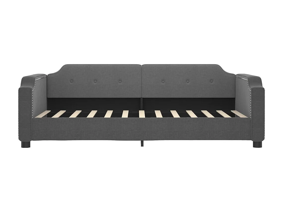 Lit de jour avec matelas gris foncé 90x200 tissu