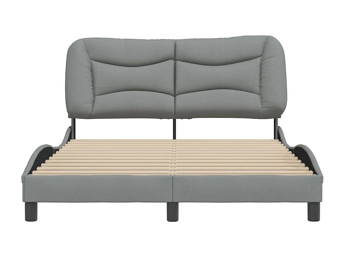 Cadre de lit avec tête de lit Gris clair 140x190 Tissu