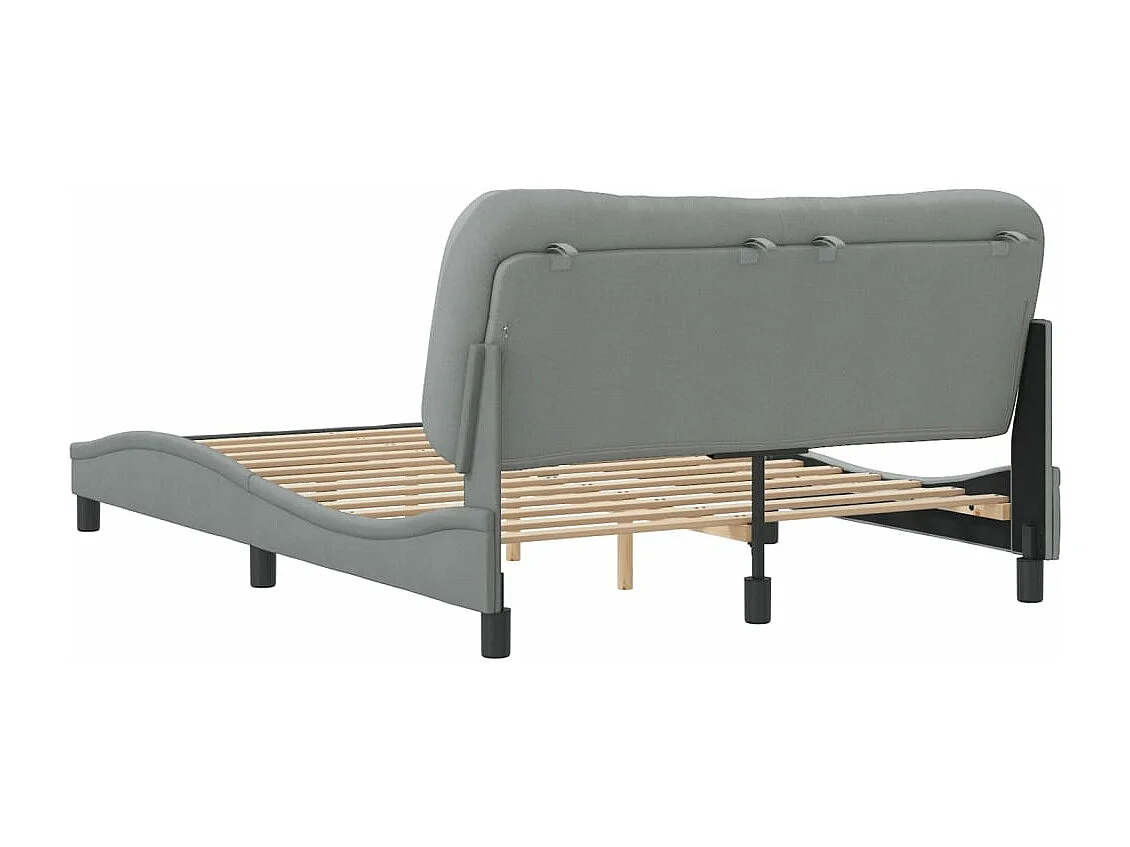 Cadre de lit avec tête de lit Gris clair 140x190 Tissu