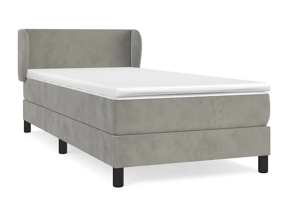 Sommier à lattes de lit et matelas Gris clair 90x190 Velours