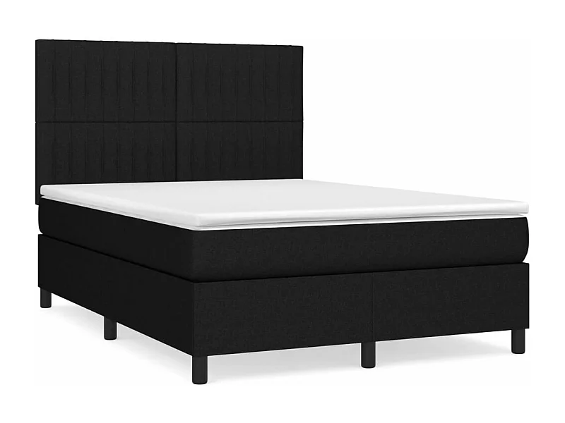 Lit à sommier tapissier avec matelas Noir 140x200 Tissu 4
