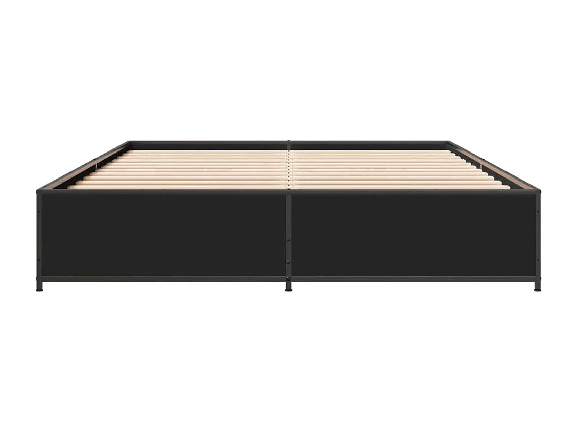 Cadre de lit noir 140x200 bois d'ingénierie et métal