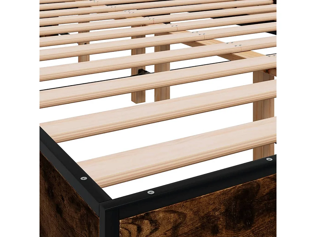 Cadre de lit chêne fumé 140x190 bois d'ingénierie et métal
