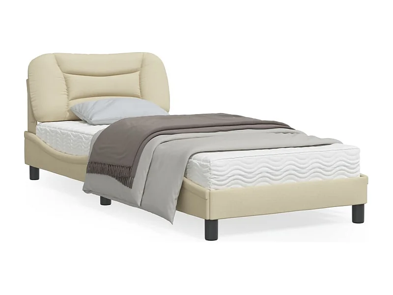 Cadre de lit avec lumières LED crème 90x190 tissu