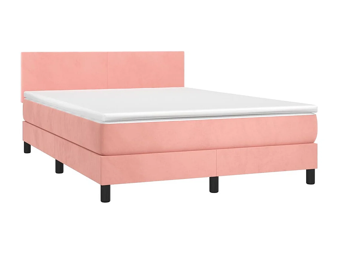 Sommier à lattes de lit avec matelas LED Rose 140x190 Velours