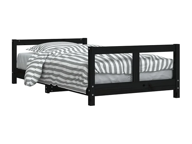 bedframe 80x160 cm massief grenenhout zwart