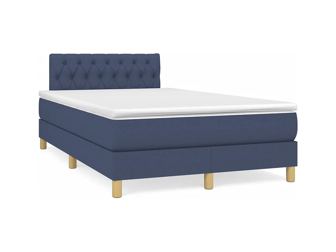 Sommier à lattes de lit avec matelas bleu 120x190 tissu