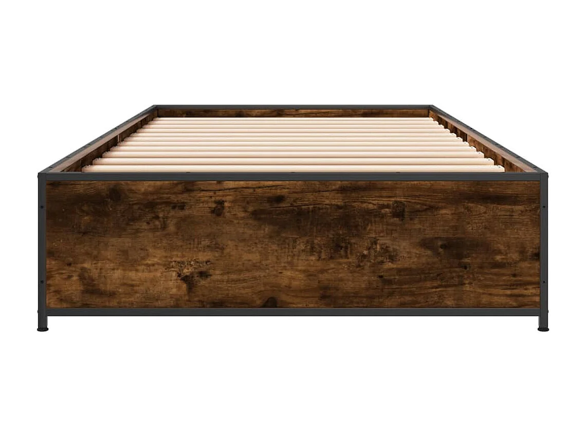 Cadre de lit chêne fumé 100x200 bois d'ingénierie et métal