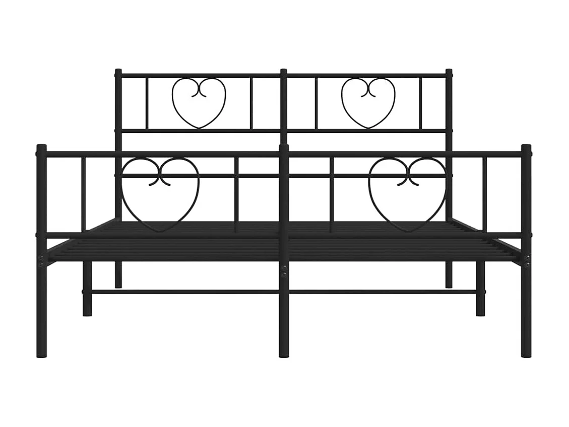 Cadre de lit métal avec tête de lit-pied de lit noir 150x200