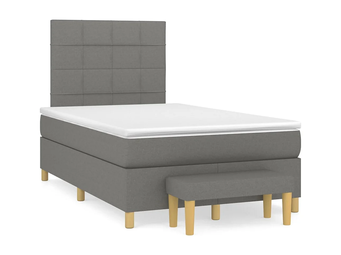 Sommier à lattes de lit avec matelas gris foncé 120x190 tissu
