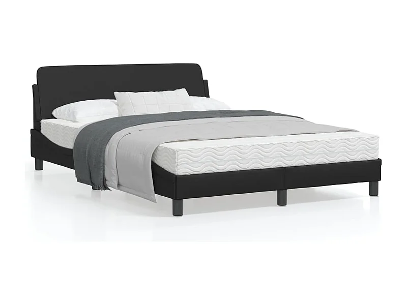 Cadre de lit avec tête de lit Noir 120x200 Similicuir