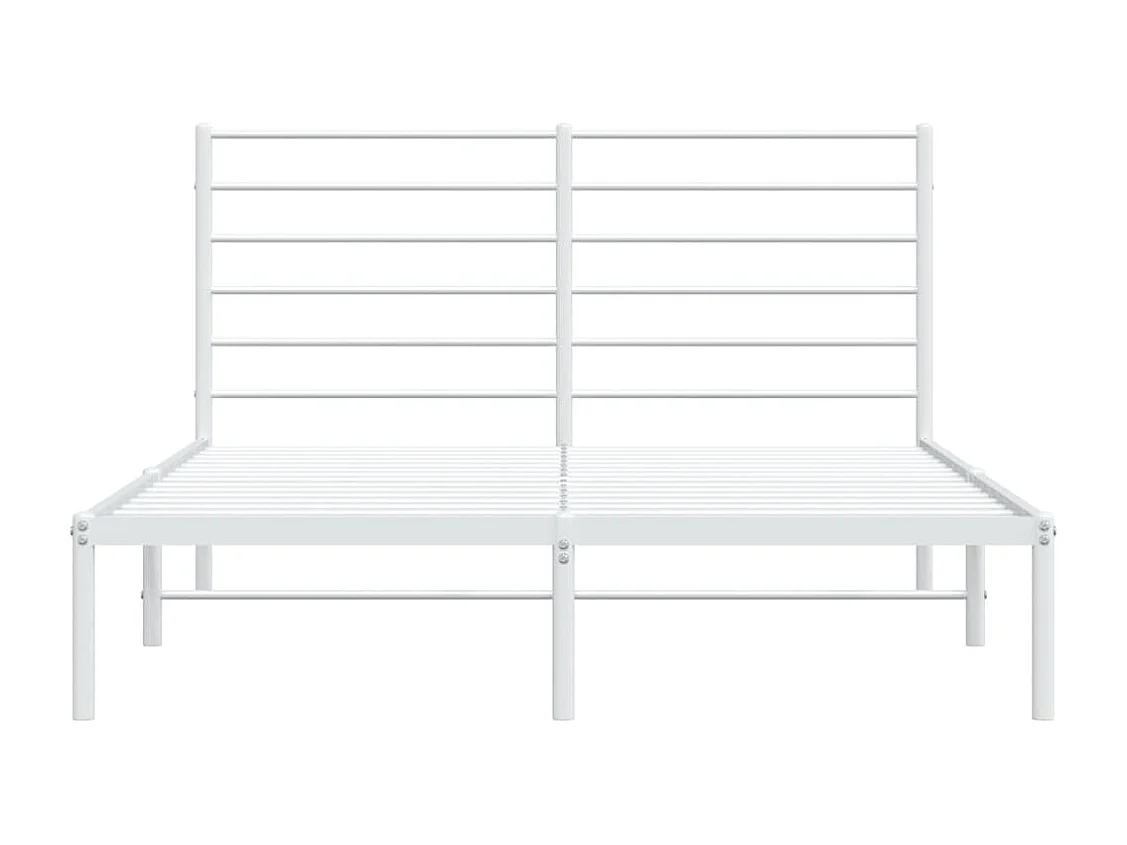 Cadre de lit métal avec tête de lit blanc 160x200