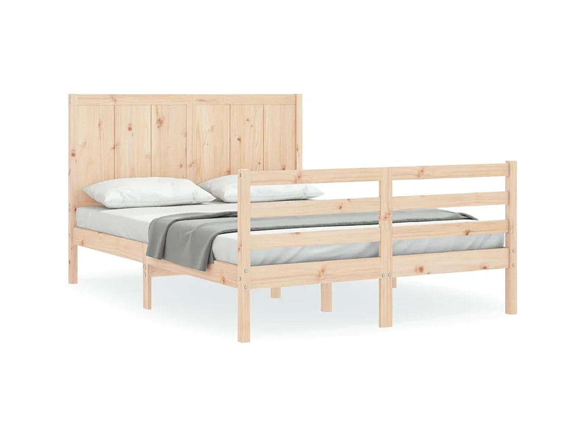 Bedframe met hoofdbord massief hout 140x190 cm