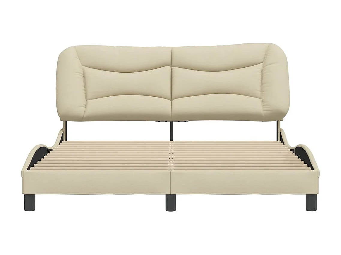 Cadre de lit avec tête de lit Crème 160x200 Tissu