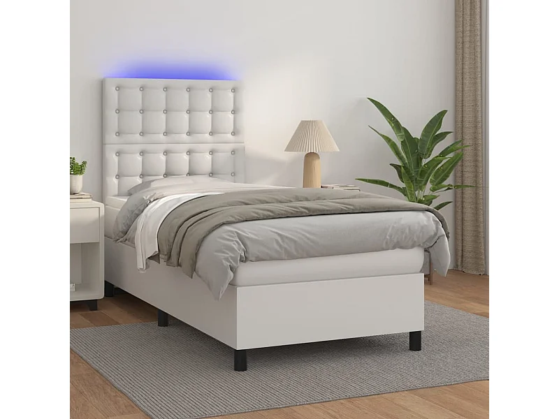 Sommier à lattes de lit avec matelas et LED Blanc 80x200