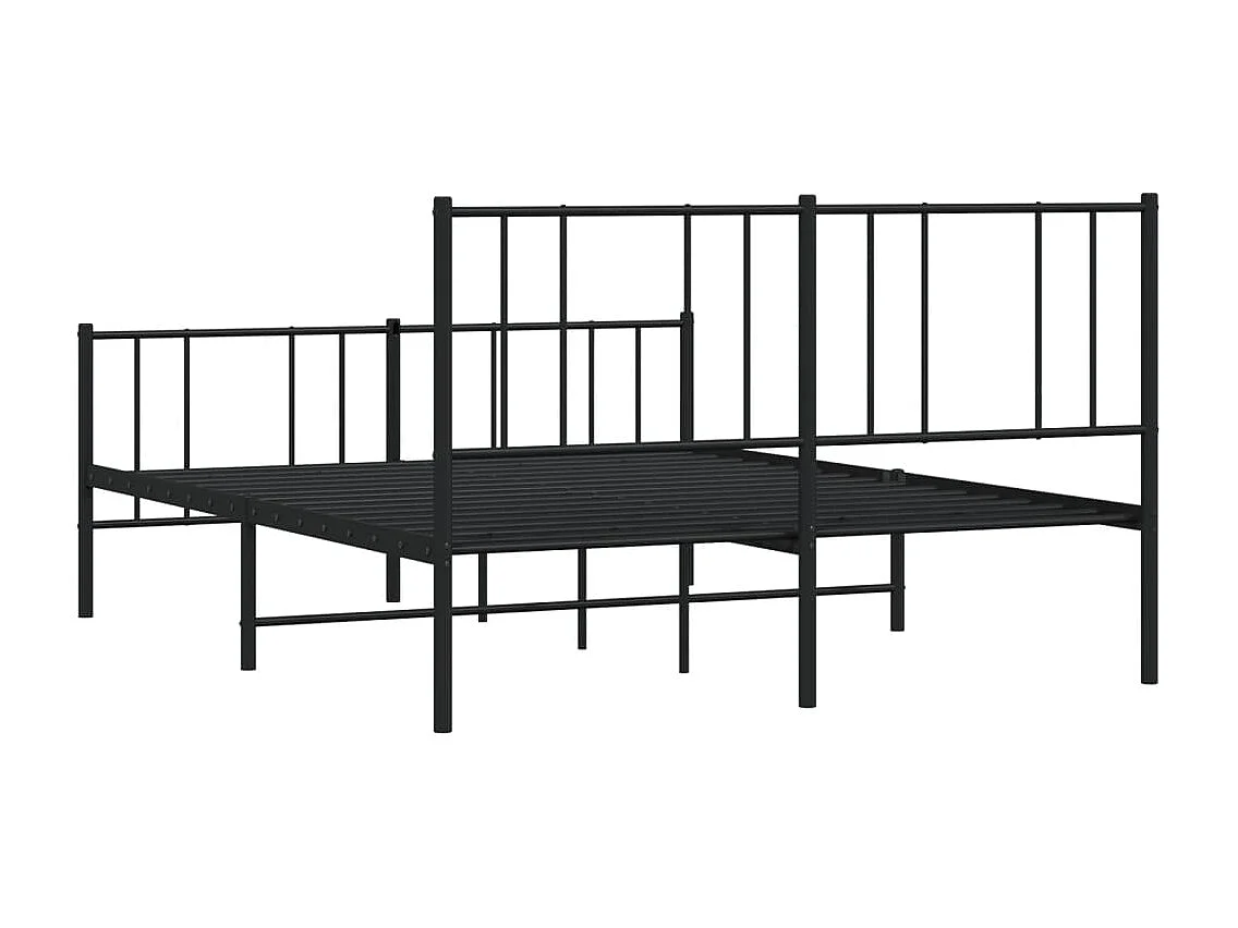 Cadre de lit métal avec tête de lit-pied de lit noir 140x190