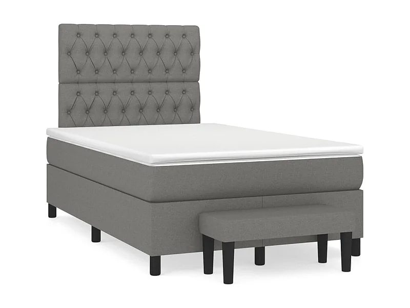 Sommier à lattes de lit avec matelas gris foncé 120x190 tissu