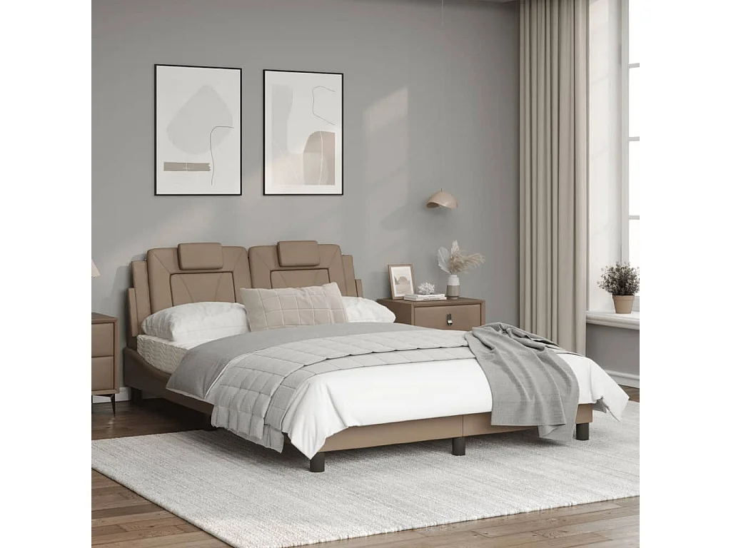 Cadre de lit avec lumières LED cappuccino 120x200 similicuir