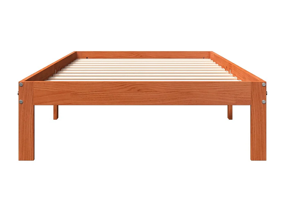 Cadre de lit marron 100x200 bois de pin massif