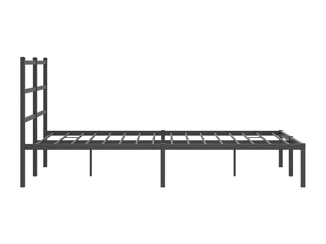 Cadre de lit métal avec tête de lit noir 135x190