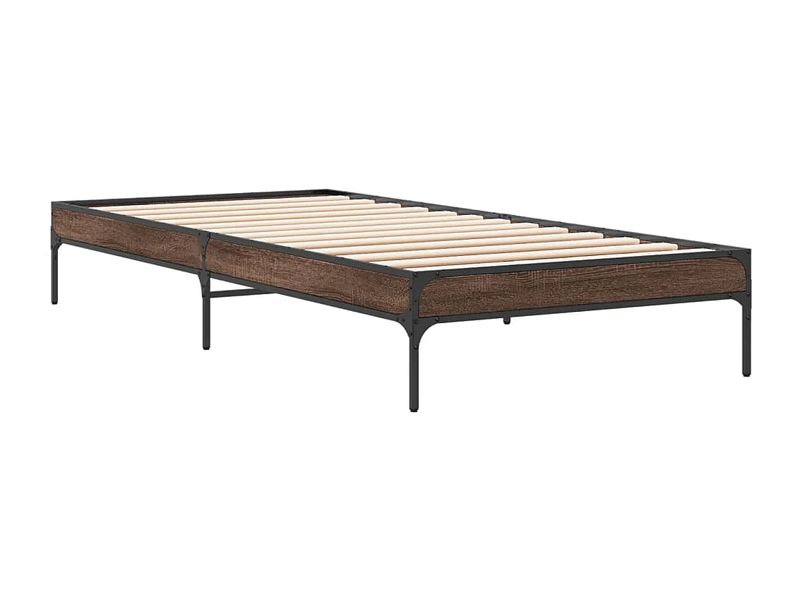 Cadre de lit chêne marron 90x190 bois d'ingénierie et métal